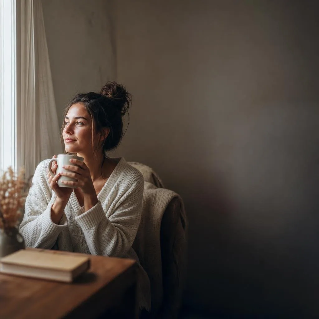 A desk with a notebook, a fountain pen, and a cup of tea